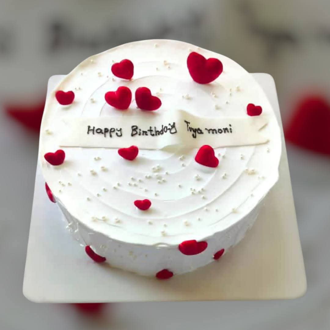 ❤️ হার্ট ডেকোরেশন ভ্যানিলা কেক (২ পাউন্ড)