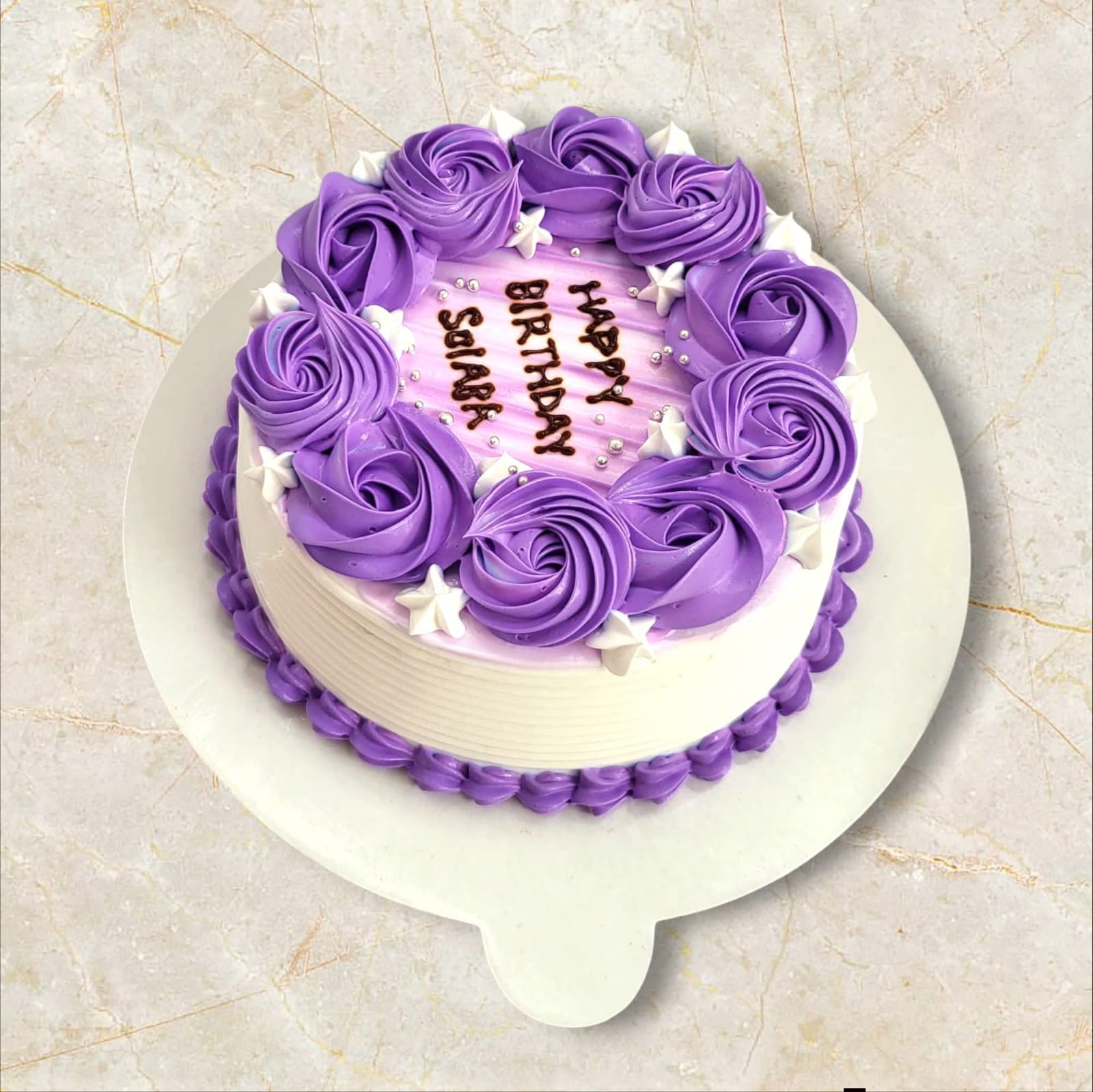 Purple Rosette Star Birthday Cake